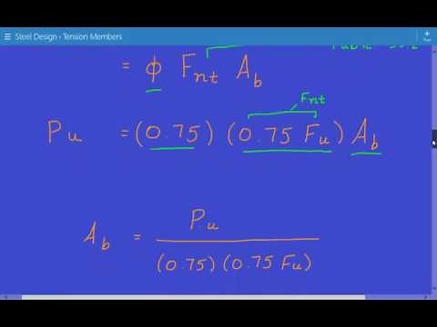Calculate diameter of threaded tensile rod brace, LRFD and ASD, Steel Design for Tension Tutorial 10