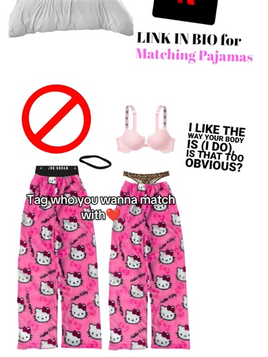 Cute Couple Matching Hello Kitty Pajamas