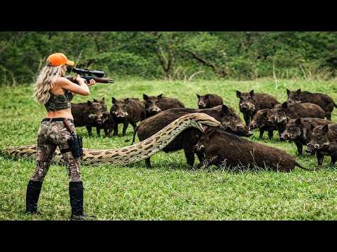 Unerwarteter Angriff! Riesenpython greift Beute bei Wildschweinjagd an