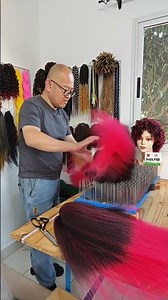 African synthetic wig making, pre-processing: color mixing. Wig making skills. Handmade. #wigs