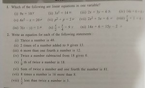 Which of the following are linear equations in one variable? ... | Filo