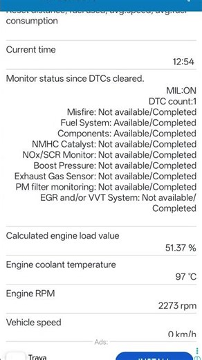 bs6 auto engine load value