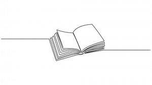 animated continuous single line drawing of open book, line art animation
