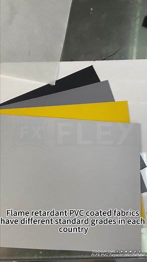 Flame-retardant PVC coated tarpaulin fabrics are generally classified into A1, A2, B1, and B2. However, the flame retardant standards of each country are different. FLFX PVC coated fabric manufacturers can customize the flame retardant effect according to customer requirements. And can pass SGS and UL certification. Level B1: – This is a common flame retardant rating for PVC vinyl tarpaulins. – Materials classified as B1 are considered flame retardant and self-extinguishing. They should not catc