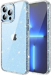 JETech Glitter Case for iPhone 13 Pro 6.1-Inch, Bling Sparkle Shockproof Phone Bumper Cover, Cute Sparkly for Women and Girls (Clear)