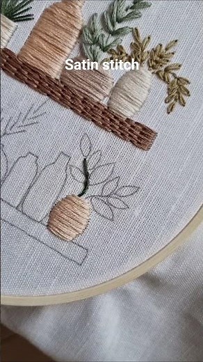 Satin Stitch Flowers 🌿✨ | Home Plant Embroidery #embroidery #tutorial #diy #handmade #craft #stitch