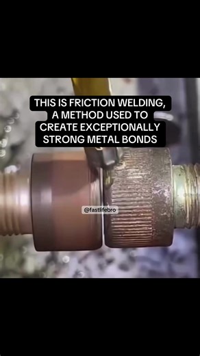 This is friction welding, one of the strongest metal-joining methods in use today. Instead of flames or filler, it relies purely on mechanical energy. One metal part spins at high speed while being pressed against another, generating intense frictional heat that softens the material without melting it. When rotation stops, pressure forces the metals to bond at a microscopic level. No sparks, no additives just solid-state fusion. The result is an exceptionally strong joint, trusted in aerospace, 