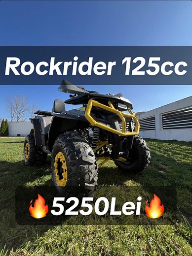 🔥 ATV RockRider 125cc 4T – semi-automat 🔥 💥 Preț Black November: 5250 Lei ⚙️ 125cc | 8.1 CP | Viteză max 55–60 km/h 🚀 Semi-automat (R-N-1-2-3) | Pornire electrică 🛞 Roți 8” tubeless | Frâne hidraulice pe disc 💪 Cadru ranforsat | Suspensie reglabilă cu ulei 💡 LED bar faruri și stopuri LED 📟 Bord digital | Telecomandă oprire la distanță 🪞 Oglinzi, spătar, handguard 📦 Toate ATV-urile si Motocicletele le trimitem montate si ambalate pe palet! 🇷🇴 Livrare in toata tara! 💥 Preț Black Novem
