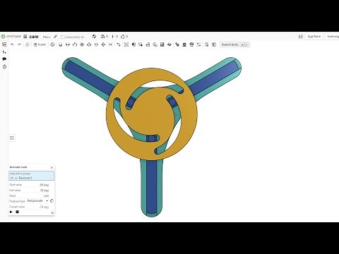 Slot Cam & 3 Sliding Follower Mechanism assembly in Onshape