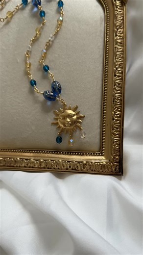 Celestial Sun 🌞🌀 35% off everything right now! Handmade with czech glass beads! #whimsical #celestial #handmadejewelry #fyp