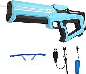 Electric Auto-Suction Water Gun - 32FT Long Range Spray, IP7 Waterproof Rating, Rechargeable Battery, Compatible with Standard Soda Bottles for Outdoor Activities & Pool Games