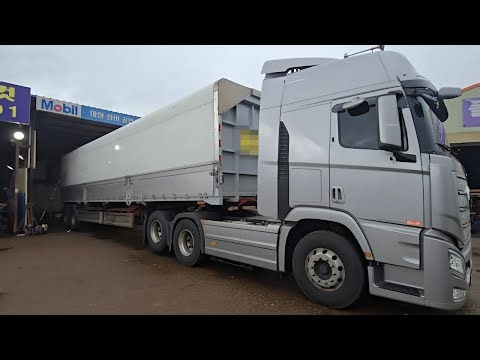 13m 트레일러의 윙바디 보조 후레임, 차바닥, 갈빗대 전부 교환