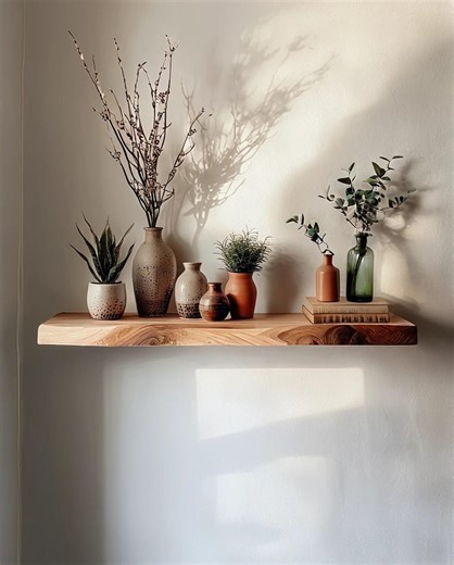 Rustic Solid Wood Floating Shelf, Handmade Wooden Wall Shelf, Minimalist Farmhouse Wall Decor, Natural Wood Shelf for Living Room - Etsy Australia