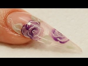 3D Inlayed Roses Acrylic Nail Tutorial Video by Naio Nails