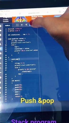 Stack Program | Quick Explanation #DataStructure #CProgram #DSA #CodingShorts #ProgrammingShorts