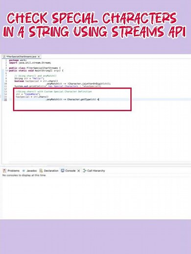 Identify Special Characters in a String using Stream API #coding #java8 #programming
