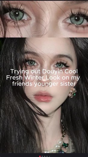 Essence Elizabeth💜 on Instagram: "I love this!! This is my friend’s other younger sister, she is also a teen so you all better be nice! Anything mean will be deleted💕💕✨ ✨✨✨✨✨✨✨✨✨✨ Wearing @icoice.official Lenses in the shade Rare Iris Green! Use my code Essence20 at check out!! Look Inspo: from XHS Model: @s_y.karas Full tutorial to be uploaded later🖤 ✨✨✨✨✨ #softgirl#makeup#tutorial#Douyin#douyinmakeup"