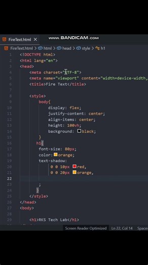 Fire Text animation html and css #shorts