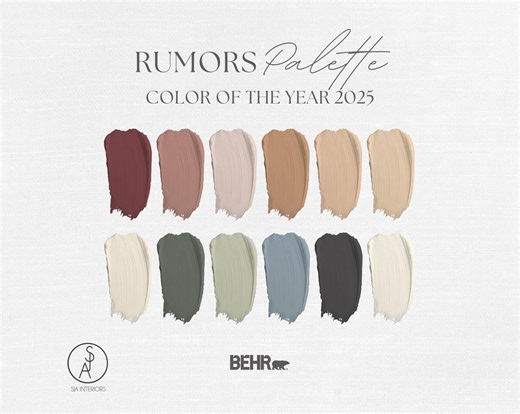 Behr | Rumors Color of the Year 2025 | Interior Palette | Modern Paint Color Scheme | Digital Download - Etsy
