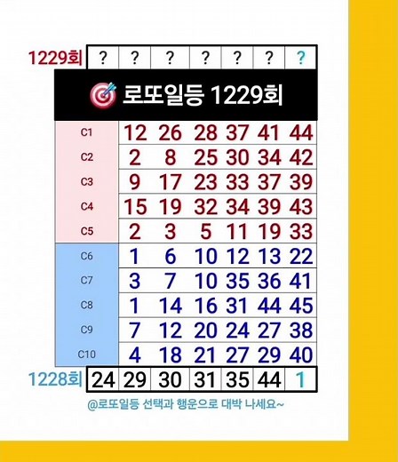 단오절의 기운을 받아~ 로또1229회 당첨번호 예상 조합 #로또일등
