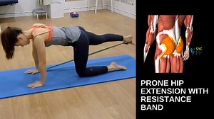 Prone hip extension with resistance band — Sydney Health Physiotherapy