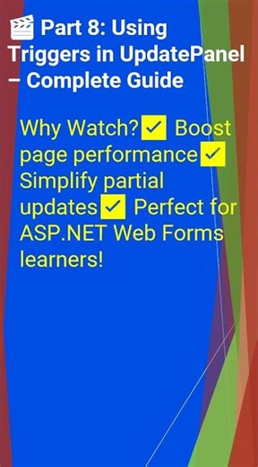 🎬 Part 8: Using Triggers in UpdatePanel – Complete Guide#Shorts#Ajax