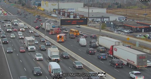 Hwy. 401 reopens after nine-vehicle crash causes delays Tuesday morning