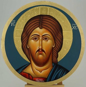 Jesus Christ Icon, Pantocrator Icon Hand-painted Byzantine Orthodox 24kt Polished Gold Halo | Round Board - Etsy