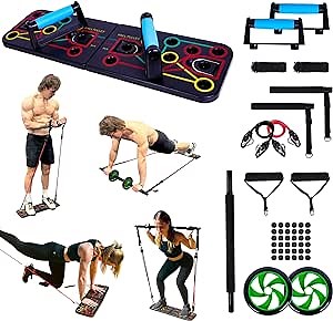 56 in 1 Push UP Board Home Gym Equipment, Foldable Multi Fitness Equipment for Home Gym, Calisthenics Equipment for Men and Women, Portable Exercise Equipment Pushup Board with Home Gym - NEWFITBODY