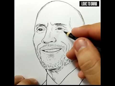 VERY EASY , how to draw dwayne johnson the rock / learn drawing tutorial