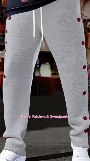 Men's Patchwork Print Side Stripe Sweatpants, Regular Fit Casual Comfy Jogger Pants for Spring & Fall, Men's Trousers for Daily Wear