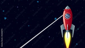 Rocket in Space / Looping animation of rocket flying in space.