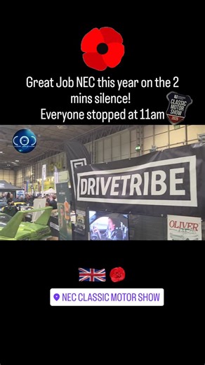 A Great Job NEC this year for the 2 Mins silence at 11am on Remembrance Sunday. @classicmotorshownec @lancaster_ins @drivetribe | cookoncars