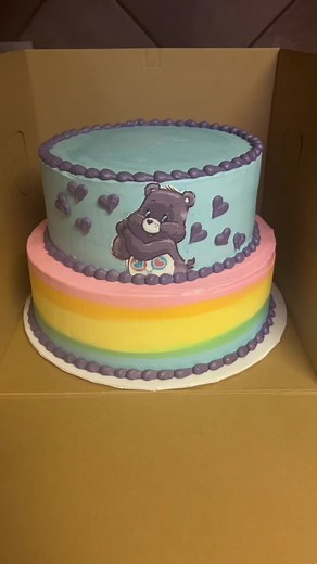 Care bear cake🧸 #cake #gingerbreadsbakery #cakedecorating #fyp #fypシ #houstontx #cypresstex #fypシ゚viral #houstonfood #babyshowercake #carebears #carebearcake