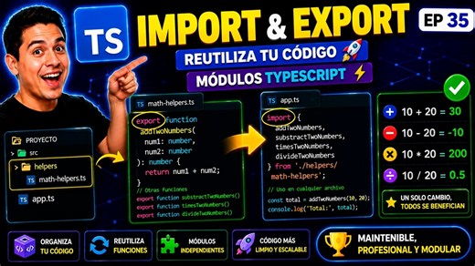 IMPORT and EXPORT in TypeScript 🚀 Learn Modules and Reuse Code | JavaScript Course From Scratch #35