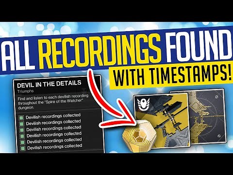 Destiny 2 | ALL RECORDINGS FOUND! How To Unlock DEVIL IN THE DETAILS Triumph & Increase Exotic RNG!