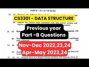 CS3301-Data structure Important questions | DS Previous year Question papers 2025 exam
