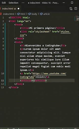 Las 3 + 1 etiquetas base de HTML que DEBES conocer 🤯 [HTML desde cero] #Shorts - 13