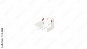 Perfect grade on a paper test icon animation isometric best object on white backgound