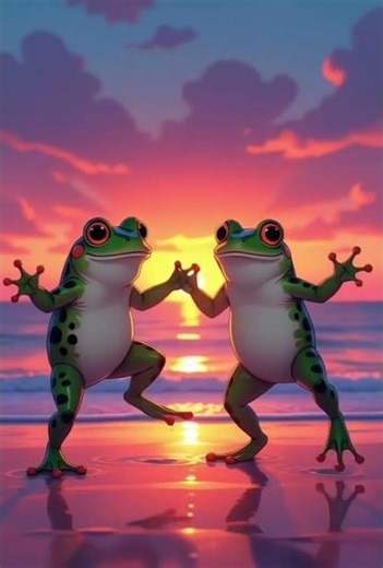 Two frogs dancing on the beach. #shortvideo #shortyoutube #funny #animals #dance #cute #cooking