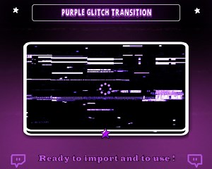 Animated Purple Glitch Transition Overlay - Dark - Futuristic - VCR - CRT - Add on Stream - Twitch Stinger Transition - Streamlabs - Obs - Etsy