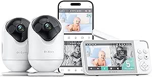Dr.Care VistaView Smart WiFi Baby Monitor with 2 Cameras- 5” 1080P Split Screen