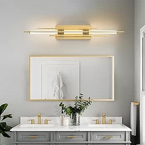 Gold LED Vanity Light 31IN Modern LED Bar Wall Light Over Vanity Mirror Hardwired Picture Light Dimmable Bathroom Wall Mount Lighting 5CCT(3000K/3800K/4500K/5200K/6000K)