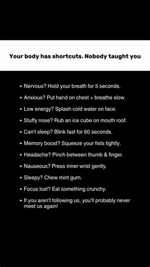 Ten simple body hacks that actually work. #BodyHacks#LifeHacks#QuickFixes#SelfCare