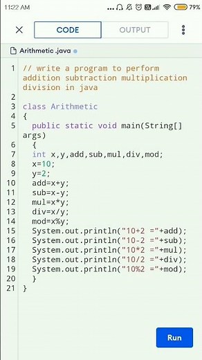 write a program to perform addition subtraction multiplication division in java.#shorts #shortsvideo