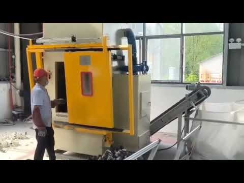 Enclosed, environmentally friendly vibrating shell machine.