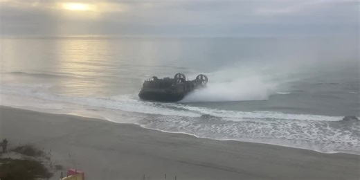 WATCH: Naval hovercraft visits Grand Strand shore in North Myrtle Beach area