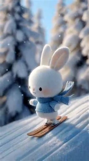 Cute Bunny Skiing Down a Tiny Hill 🐰⛷️ #Shorts #youtubeshorts #bunny #viralshorts