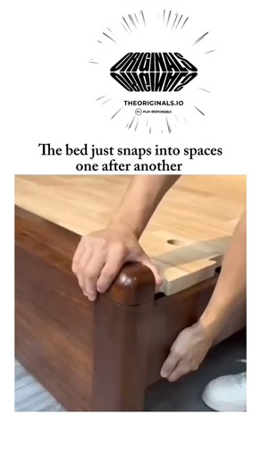 BRAIN BOLT on Instagram: "This 12-second clip shows a wooden bed frame coming together without a single screw, bolt, or drop of glue. Each piece locks into place using precisely cut interlocking dowel joints, allowing the entire structure to snap together by hand. No tools, no hardware, no frustration. The technique is rooted in traditional mortise-and-tenon joinery, a method used for centuries in fine woodworking and architecture. Modern sustainable design research has shown that this type of j