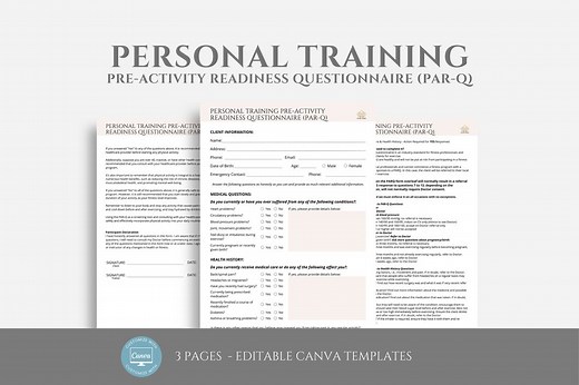 Editable Personal Trainer Pre-activity Readiness Questionnaire (PAR-Q), Personal Training Business Forms, Fitness Coach Client Onboarding - Etsy UK